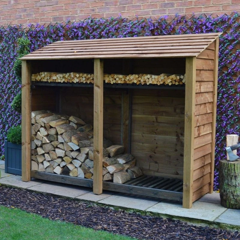 Image of Rutland County Garden Furniture Ltd Normanton 6ft Log Store with Kindling Shelf L80 x W230 x H181cm, Brown Brown Unisex