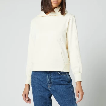 Image of Calvin Klein Jeans Womens Off Placed Monogram Hoodie - Muslin - M