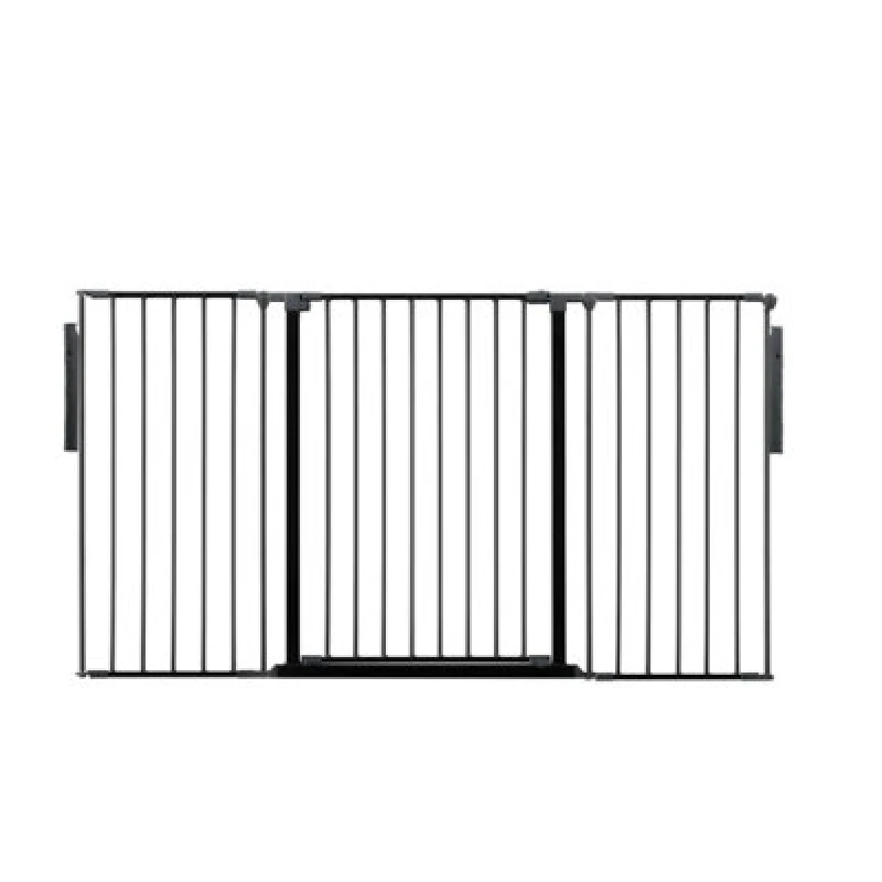 Image of Safetots Premium Extra Tall Room Divider, Up To 174Cm Wide, Black, 105Cm Tall, Multi Panel Barrier For Baby And Toddler