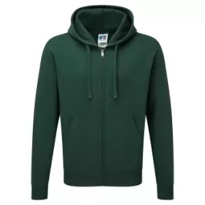 Image of Russell Mens Authentic Full Zip Hooded Sweatshirt / Hoodie (2XL) (Bottle Green)