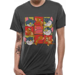Image of Tom And Jerry - Squares Mens X-Large T-Shirt - Grey