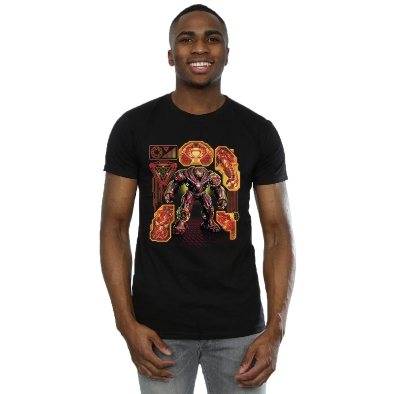 Image of Marvel Marvel Men Avengers Infinity War Hulkbuster Blueprint T-Shirt in Black Size: Small Black S Male 5057736705735