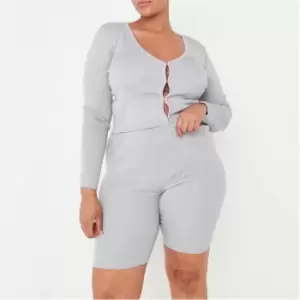 image of Missguided Cardigan and Cycling Short Set - Grey