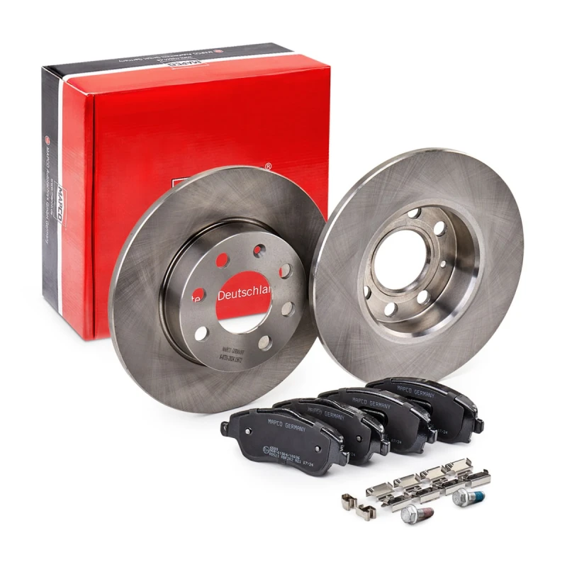 Image of MAPCO 47684 Brake disc and pads set Front Axle, Brake Disc Type: solid, with acoustic wear warning Brake Set,disc brakes (3405)
