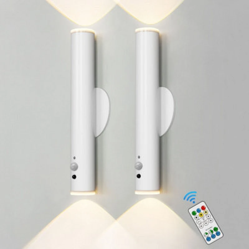 Image of Harper Living 2 Packs Battery Operated Wall Lights With Motion Sensor, Rechargeable Wall Lamp Indoor, LED Wall Sconce, White