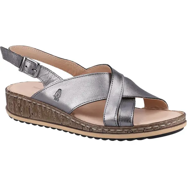 Image of Hush Puppies Womens Elena Slingback Wedge Sandals - UK 3 Grey female GDE2385PEW3