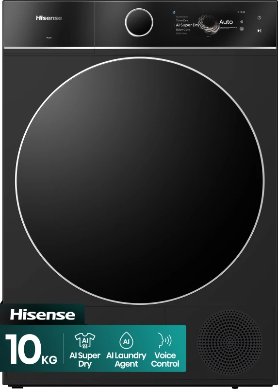 Image of Hisense 3D Drying 7i Series DH7I108BBAB1 WiFi Connected Heat Pump Tumble Dryer - Black - A Rated