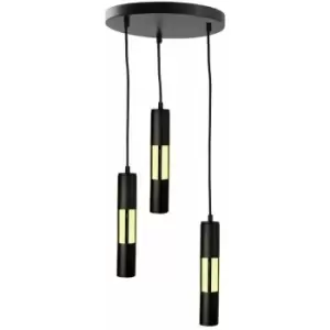 image of Keter Magnum Cluster Pendant Ceiling Light Black, Gold, 30cm, 3x GU10