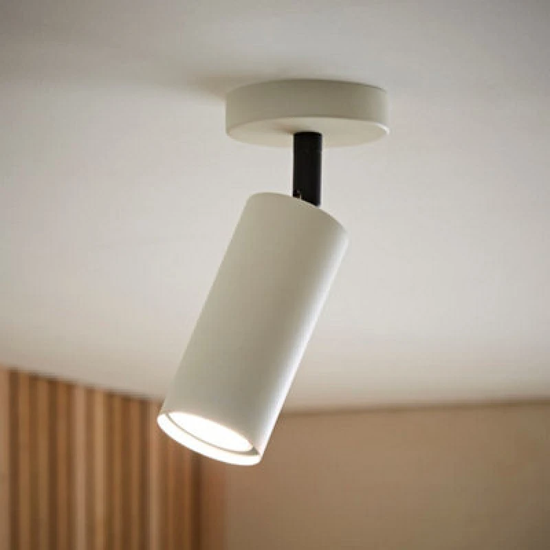 Image of Valuelights Taylor Matte Beige Tube Single Adjustable Ceiling Spotlight