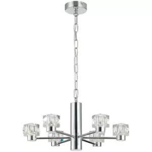 image of Spring Lighting - Spring Contemporary Multi Arm Pendant Ceiling 6 Light Chrome, Glass