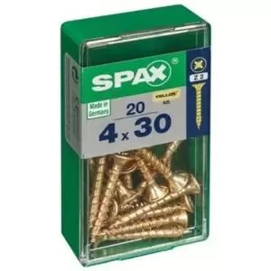 Image of Spax Pz Flat Countersunk Steel Screw (Dia)4mm (L)30mm, Pack Of 20