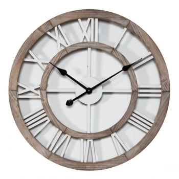 image of Hometime Shabby Chic Round Wall Clock Cut Out Dial 60cm