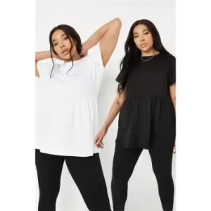 Missguided Plus 2 Pack Jersey Smock T-Shirt - Black