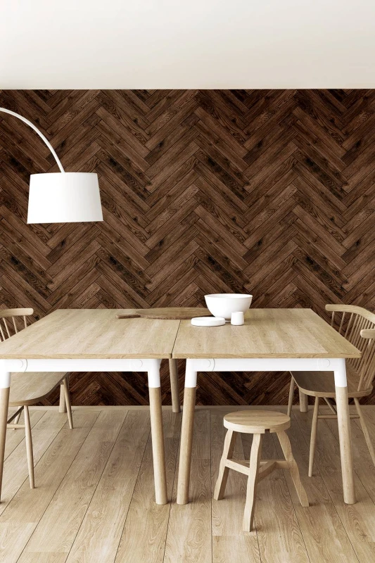 Image of Hoopla Walls Parquet- Dark Walnut (10M Wallpaper)