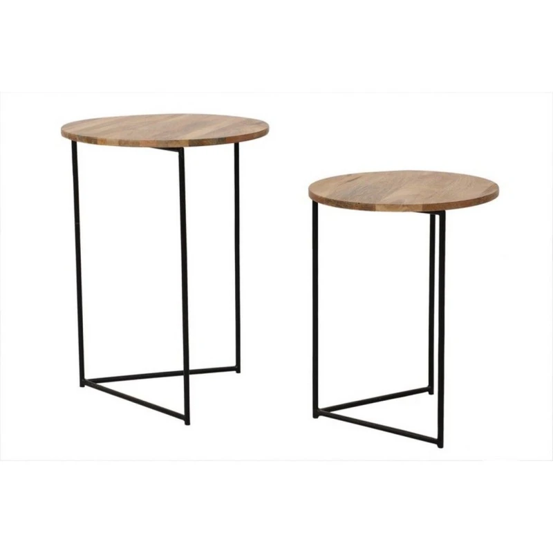 Image of Jaipur Furniture Ltd Ravi Large Stool - Mango Wood/Iron - L43 x W43 x H58cm - Light Finish in Brown Brown Unisex