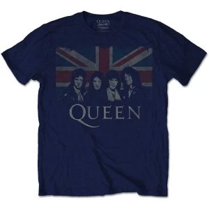 Image of Queen - Vintage Union Jack Unisex Large T-Shirt - Blue