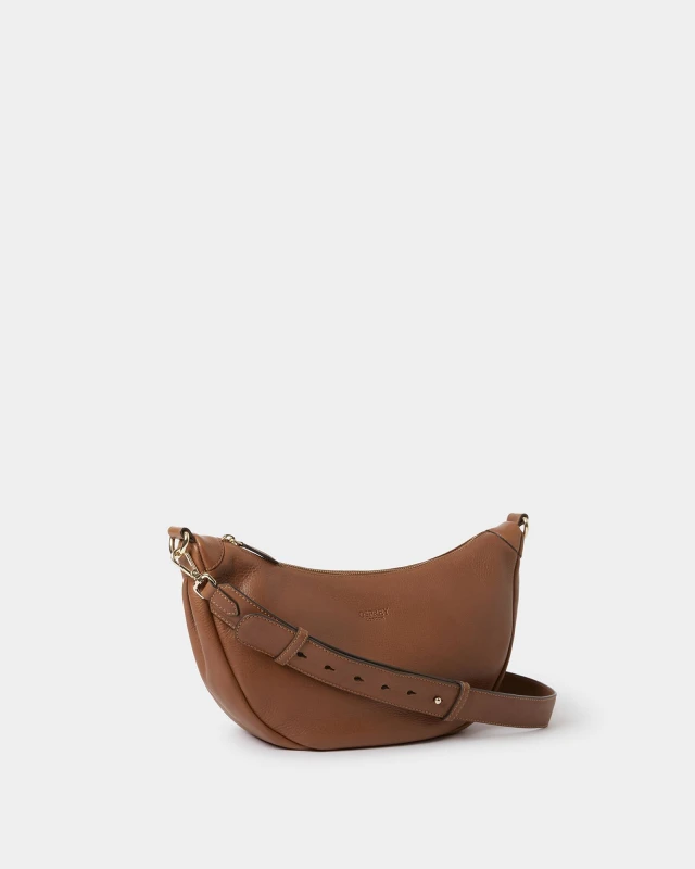 Image of OSPREY LONDON Womens The Oxford Leather Sling Bag in Tan Tan Female One Size