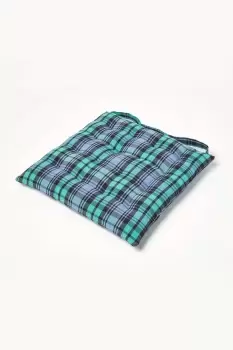 image of Blackwatch Tartan Seat Pad with Button Straps 100% Cotton