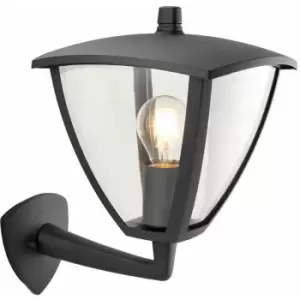 Image of Loops - IP44 Outdoor Wall Lamp Textured Grey Curved Modern Lantern Porch Dome Light