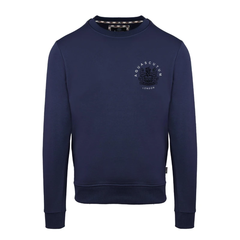 Image of Aquascutum Mens Roundnk Sweat Crew Sweatshirt Crew Sweaters Small Blue 52346818350