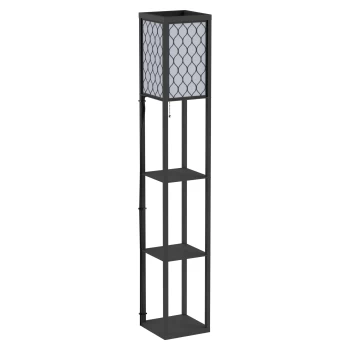 Image of HOMCOM Modern Shelf Floor Lamp Light with 4-tier Open Shelves Large Storage Display AOSOM UK