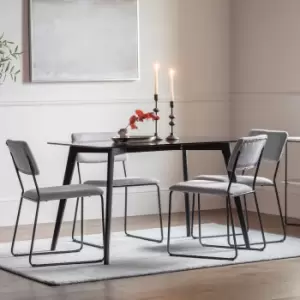 image of Brea 6 Seater Rectangular Glass Top Dining Table Black