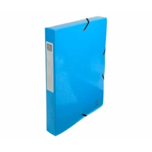 image of Iderama Elasticated Box File A4 40mm, 600gsm, Light Blue, Pack of 8