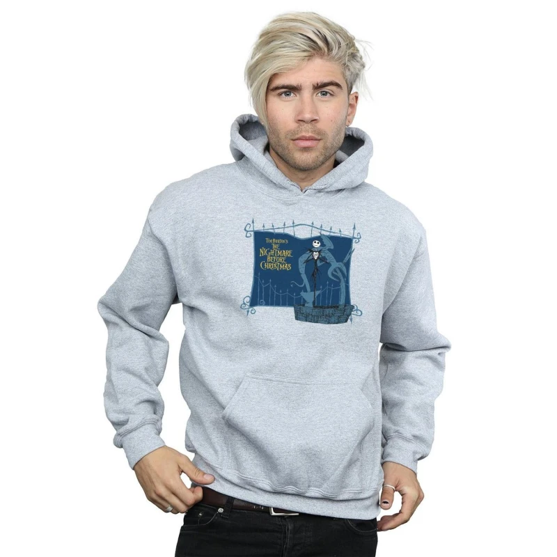 Image of Disney Men Nightmare Before Christmas Jack And The Well Hoodie in Grey Size: large Grey L Male 5057864095425