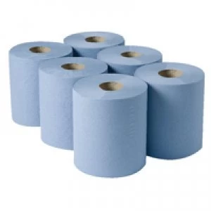 image of 2Work Centrefeed Roll 3-Ply Blue 135m Pack of 6 2W00083