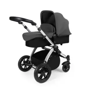 image of Ickle Bubba Stomp V3 2 in 1 Pushchair - Graphite Grey on Silver with Black Handles