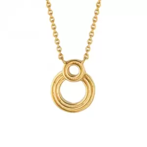 Image of Double Circle Ridges Gold Plated Necklace N4523