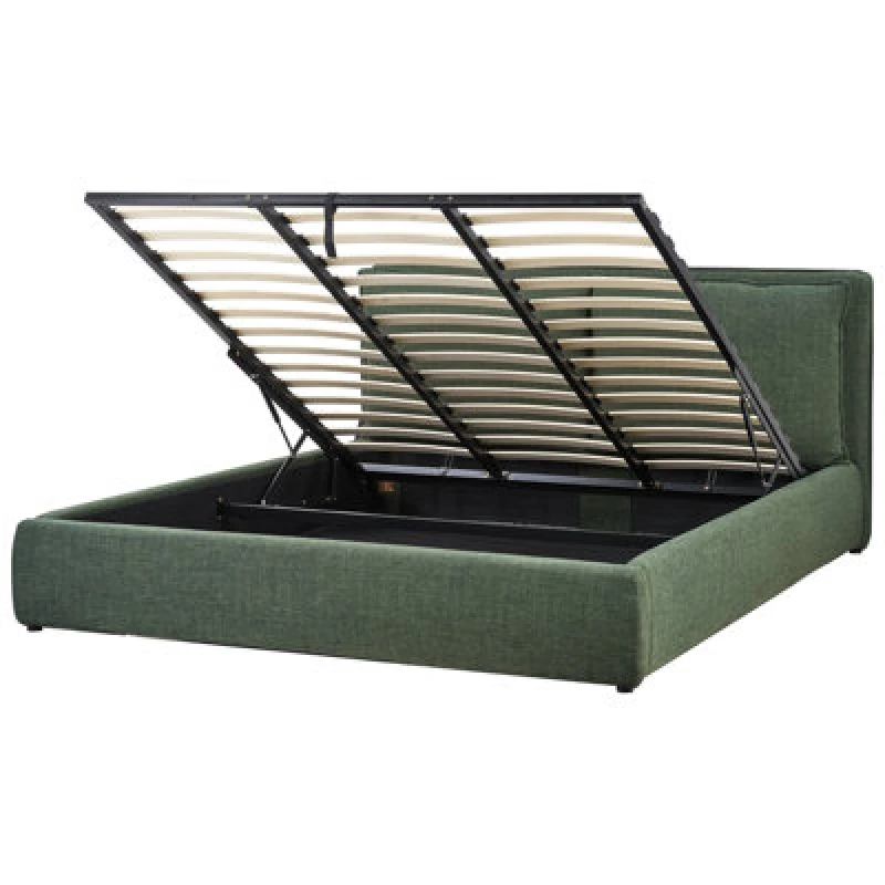 Image of Beliani Ottoman Bed Fabric Bajonna 180 X 200 Cm (Eu Super King) Dark Green