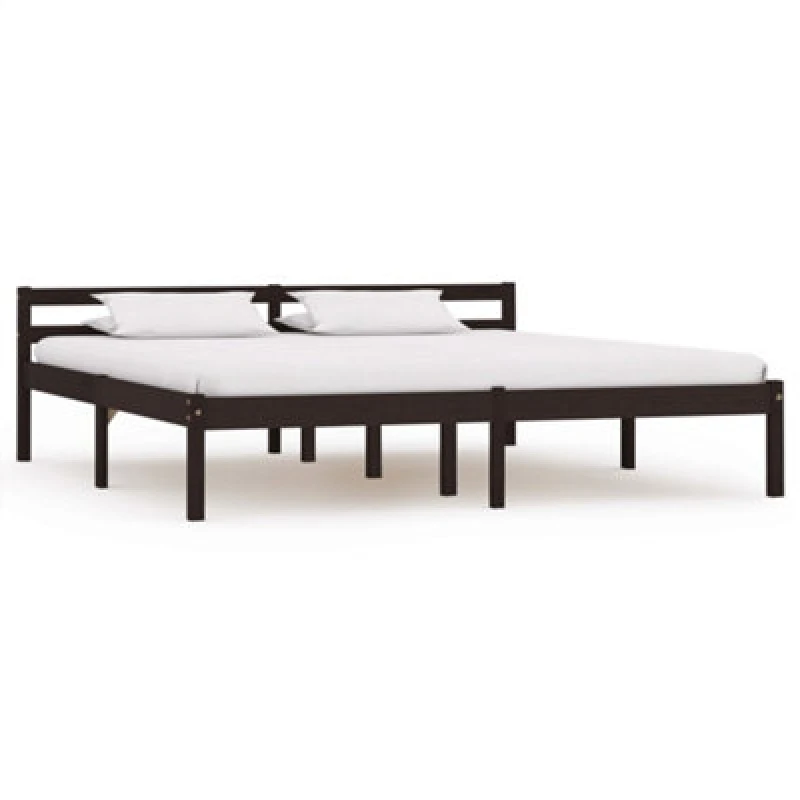 Image of vidaXL Solid Pine Wood Bed Frame Dark Brown 180x200cm 6FT Super King Bedroom