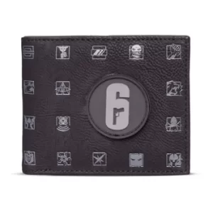 Image of Tom Clancy's Rainbow Six Siege Logo Patch with Operator Logos All-over Print Bi-fold Wallet