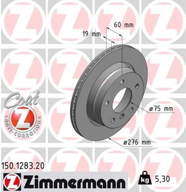Image of ZIMMERMANN Brake disc ZIMMERMANN 150.1283.20