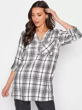 Image of Long Tall Sally Check Over The Head Shirt - Ivory, Ivory, Size 10, Women