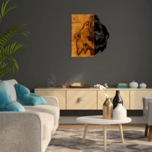 Image of Ayi 2 Walnut Black Decorative Wooden Wall Accessory