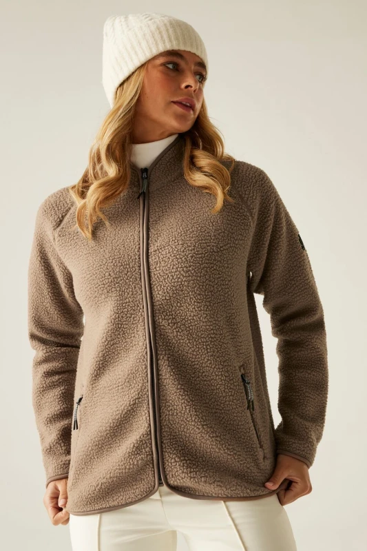 Image of Dare 2b Womens Excursion Full Zip Borg Fleece in Brown Size: 18 Brown Female 18