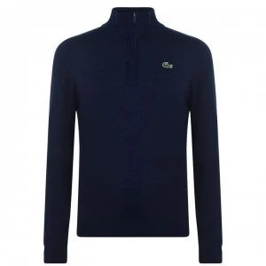 image of Lacoste Quarter Zip Knit Pullover - Navy