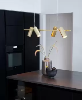 Image of Alanis Indoor Dining Kitchen 4-Pendant Ceiling Light in Brass (Length) 90cm