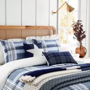 image of Helena Springfield Brushed Check Kingsize Duvet Cover Set, Blue