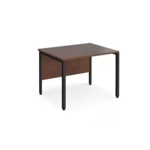 image of Office Desk 1000mm Rectangular Desk With Bench Leg Walnut Tops With Black Frames 800mm Depth Maestro 25