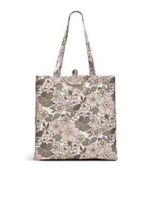 image of Radley Tiny 60S Floral Responsible Foldaway Tote Bag- Chalk