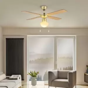 image of Eglo Fortaleza Ceiling Fan with Light - Bronze & Wood