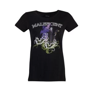 Image of Disney - Maleficent Gel Printed Womens Large T-Shirt - Black