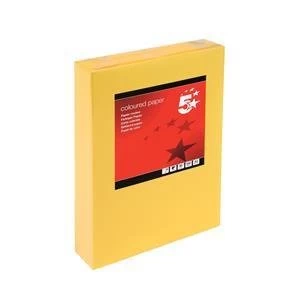 image of 5 Star A4 Coloured Copier Paper Multifunctional Ream wrapped 80gsm Gold Pack of 500 Sheets