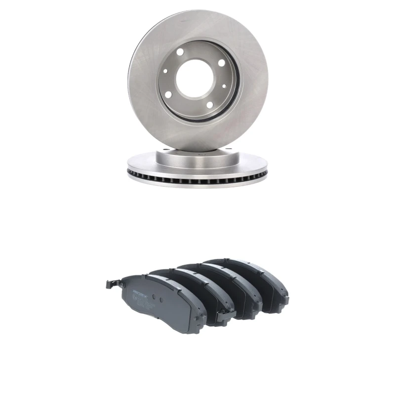 Image of RIDEX 3405B3218 Brake disc and pads set Front Axle, Brake Disc Type: internally vented, with acoustic wear warning Brake Set,disc brakes (3405)