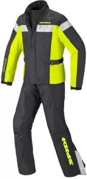 Image of Spidi Touring Rain Kit Two Piece Motorcycle Rain Suit, black-yellow, Size 2XL, black-yellow, Size 2XL
