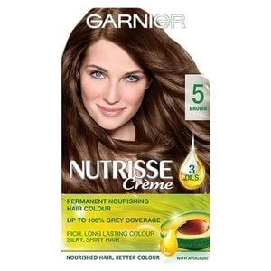 image of Garnier Nutrisse Permanent Hair Dye 5 Mocha Dark Brown Brunette