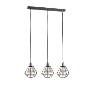 Foskal Bar Pendant Ceiling Light Gold, 60cm, 3x E27